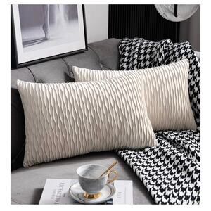 Dezene Ivory White Couch Pillow Covers: 2 Pack 12x20 Inch (C124)